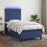 vidaXL kék szövet rugós és LED-es ágy matraccal 90x200 cm (3134931)