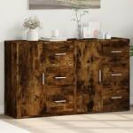 vidaXL 2 db füstös tölgy színű szerelt fa tálalószekrény 60x31x70 cm (3276557)