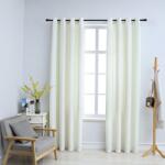 vidaXL 2 db krémszínű bársony sötétítőfüggöny gyűrűkkel 140 x 175 cm (134512) - vidaxl