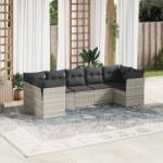 vidaXL 7 részes világosszürke polyrattan kerti ülőgarnitúra párnákkal (3218122) - vidaxl