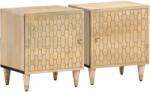 vidaXL 2 db tömör mangófa éjjeliszekrény 40 x 33 x 46 cm (358245)