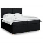 vidaXL fekete szövet rugós ágy matraccal 200 x 200 cm (3292158)