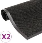 vidaXL 2 db fekete négyszögletes bolyhos szennyfogó szőnyeg 60 x 90 cm (3051606)