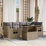 vidaXL 7 részes bézs polyrattan kerti ülőgarnitúra párnákkal (3267759)