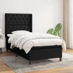 vidaXL fekete szövet rugós ágy matraccal 80 x 200 cm (3131627)