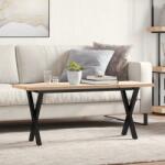 vidaXL tömör fenyőfa és acél X-vázú dohányzóasztal 110x40x45, 5 cm (3282755)