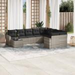 vidaXL 10 részes világosszürke polyrattan kerti ülőgarnitúra párnákkal (3219452)