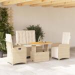 vidaXL 4 részes bézs polyrattan kerti étkezőgarnitúra párnákkal (3277360)
