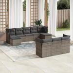 vidaXL 10 részes szürke polyrattan kerti ülőgarnitúra párnákkal (3218330)