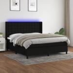 vidaXL fekete szövet rugós és LED-es ágy matraccal 180 x 200 cm (3138655)