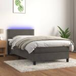 vidaXL sötétszürke bársony rugós és LED-es ágy matraccal 80 x 200 cm (3134310)