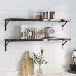 vidaXL 2 db fekete rozsdamentes acél fali polc 100 x 23, 5 x 3 cm (30289)