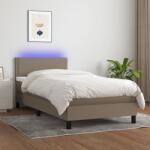 vidaXL tópszínű szövet rugós és LED-es ágy matraccal 100x200 cm (3133057)