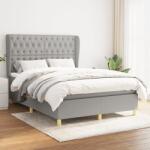 vidaXL világosszürke szövet rugós ágy matraccal 140 x 190 cm (3128757)