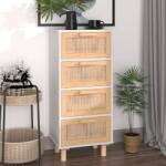 vidaXL fehér tömör fenyő/természetes rattan tálalószekrény 40x30x90 cm (345642)
