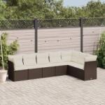 vidaXL 7 részes barna polyrattan kerti ülőgarnitúra párnákkal (3249582)