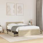 vidaXL sonoma tölgy színű szerelt fa ágykeret fejtámlával 120x200 cm (3295571) - vidaxl