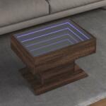 vidaXL barna tölgy szerelt fa dohányzóasztal LED-del 70 x 50 x 45 cm (847538)