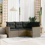 vidaXL 4 részes szürke polyrattan kerti ülőgarnitúra párnákkal (3258336)