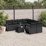 vidaXL 9 részes fekete polyrattan kerti ülőgarnitúra párnákkal (3221154)