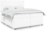 vidaXL fehér műbőr rugós ágy matraccal 200 x 200 cm (3290737)