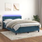 vidaXL sötétkék bársony rugós és LED-es ágy matraccal 140x190 cm (3134283)