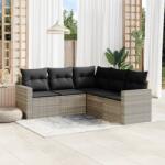vidaXL 5 részes világosszürke polyrattan kerti ülőgarnitúra párnákkal (3218942)