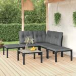 vidaXL 6 részes fekete és szürke polyrattan kerti ülőgarnitúra (3187756)