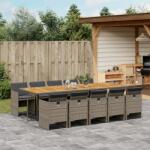 vidaXL 11 részes szürke polyrattan kerti ülőgarnitúra párnákkal (3210578)