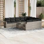vidaXL 11 részes világosszürke polyrattan kerti ülőgarnitúra párnákkal (3220701)