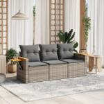 vidaXL 3 részes szürke polyrattan kerti ülőgarnitúra párnákkal (3226599)