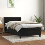 vidaXL fekete bársony rugós ágy matraccal 100 x 200 cm (3130885)