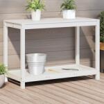 vidaXL tömör fenyőfa ültetőasztal polccal 108x50x75 cm (832403)