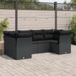 vidaXL 6 részes fekete polyrattan kerti ülőgarnitúra párnákkal (3218105)