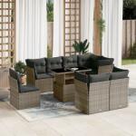 vidaXL 9 részes szürke polyrattan kerti ülőgarnitúra párnákkal (3266730)