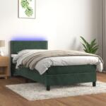 vidaXL sötétzöld bársony rugós és LED-es ágy matraccal 80 x 200 cm (3134312)