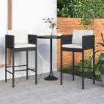 vidaXL 2 db fekete polyrattan bárszék párnával (316657)