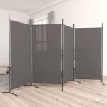 vidaXL 4 paneles antracitszürke szövet térelválasztó 346x180 cm (350264)