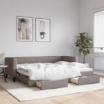 vidaXL tópszínű kihúzható bársonyheverő fiókokkal 80 x 200 cm (3196612)