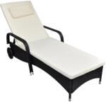 vidaXL fekete polyrattan napozóágy kerekekkel (42482)
