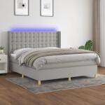 vidaXL világosszürke szövet rugós és LED-es ágy matraccal 160x200 cm (3139205)