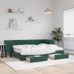 vidaXL sötétzöld kihúzható bársony heverő fiókkal 80 x 200 cm (3196758)