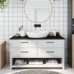 vidaXL sötétbarna kezelt tömör fa fürdőszobai pult 100x30x2 cm (3156221)