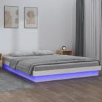 vidaXL kis kétszemélyes fehér tömör fa LED-es ágykeret 120 x 190 cm (820008) - vidaxl