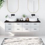 vidaXL sötétbarna kezelt tömör fa fürdőszobai pult 180x60x(2-4) cm (3156263)