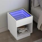 vidaXL fehér végtelen hatású LED-es éjjeliszekrény 40 x 40 x 50 cm (3284077)