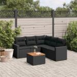 vidaXL 6 részes fekete polyrattan kerti ülőgarnitúra párnákkal (3256447)
