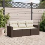 vidaXL 3 részes barna polyrattan kerti ülőgarnitúra párnával (3218653)