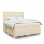 vidaXL krémszínű szövet rugós ágy matraccal 200 x 200 cm (3290614)