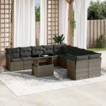 vidaXL 11 részes szürke polyrattan kerti ülőgarnitúra párnákkal (3266880)